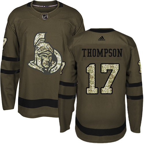 Adidas Senators #17 Nate Thompson Green Salute to Service Stitched NHL Jersey - Click Image to Close